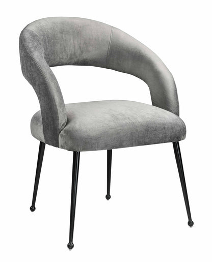 Rocco Performance Velvet Dining Chair - Light Grey - Image 1