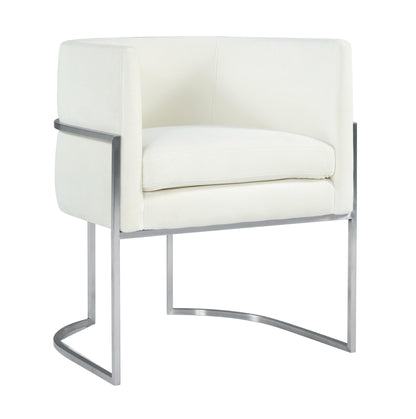 Giselle Performance Velvet Dining Chair with Silver Base - Cream - Image 1