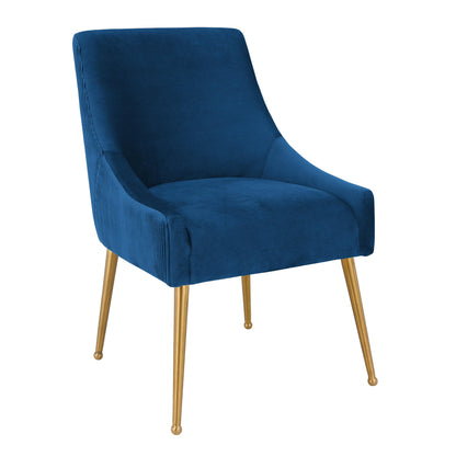 Beatrix Pleated Performance Velvet Dining Chair - Navy - Image 1