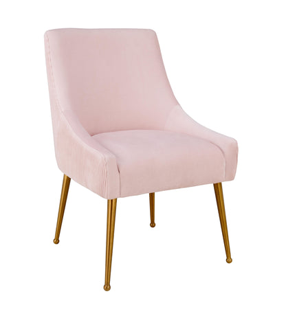Beatrix Pleated Performance Velvet Dining Chair - Blush - Image 1