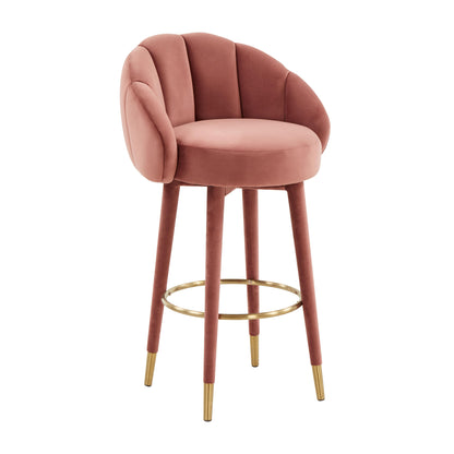 Myla Performance Velvet Swivel Stool - Salmon / Bar Height - Image 1