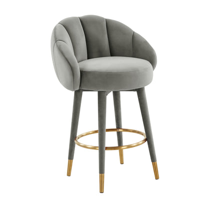 Myla Performance Velvet Swivel Stool - Light Grey / Counter Height - Image 1
