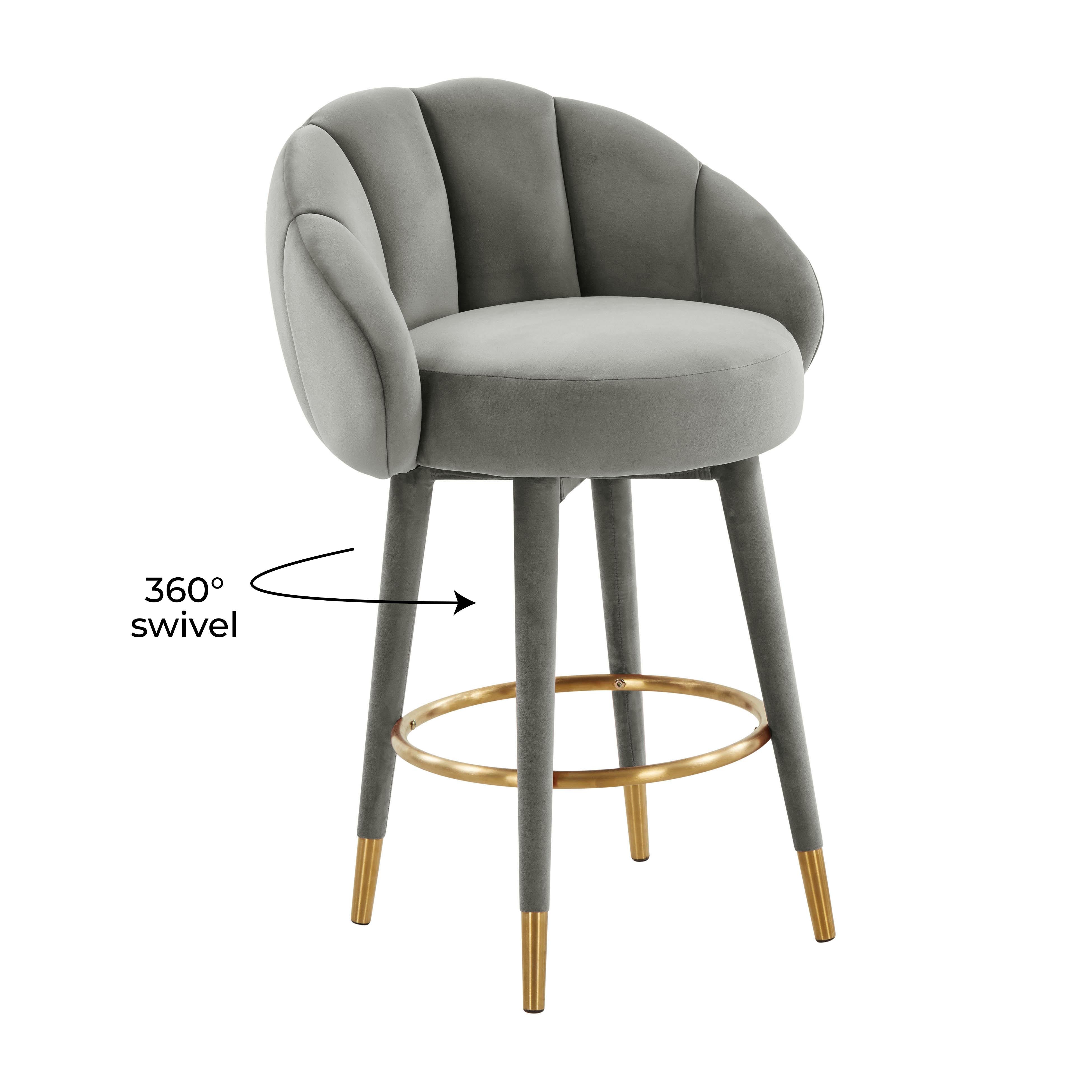 Grey velvet discount swivel bar stools