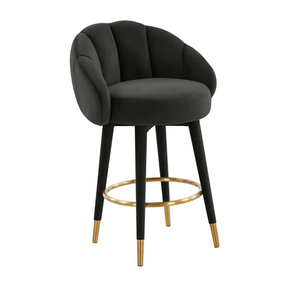 Myla Performance Velvet Swivel Stool - Black / Counter Height - Image 1