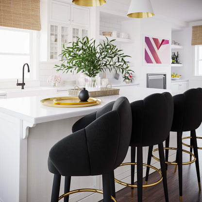 Myla Performance Velvet Swivel Stool - Black / Counter Height - Image 1
