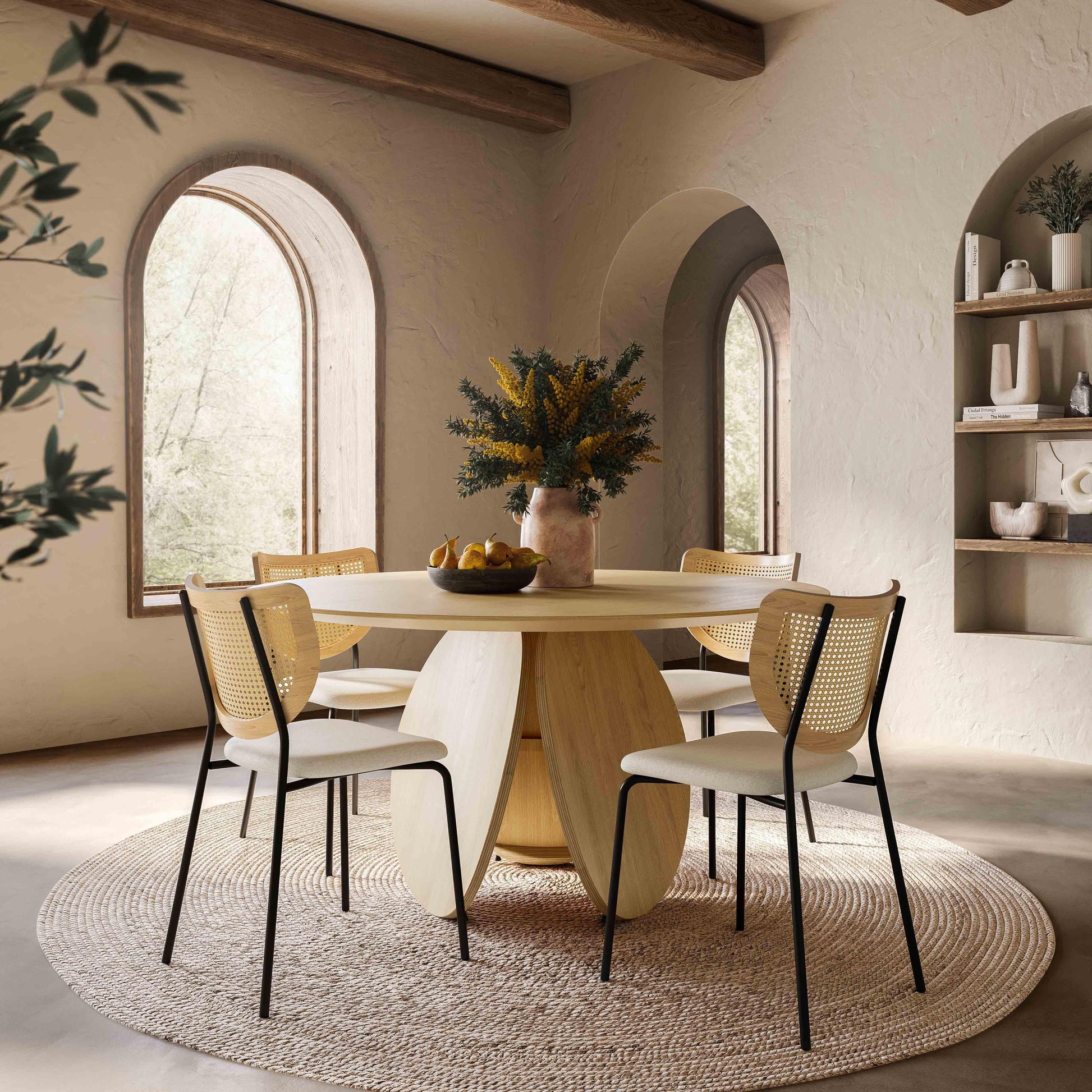 Circular Dining Table With Hidden Chairs Emil Oak 58