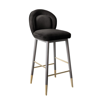 Hailey Performance Velvet Stool - Charcoal / Bar Height - Image 1