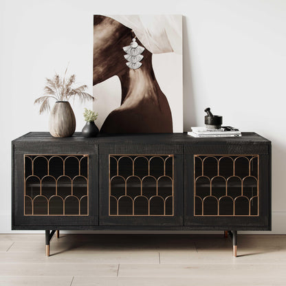 Gatsby 66" Black Acacia Wood Buffet - Default Title - Image 1