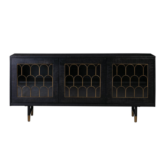 Gatsby 66" Black Acacia Wood Buffet - Image 1