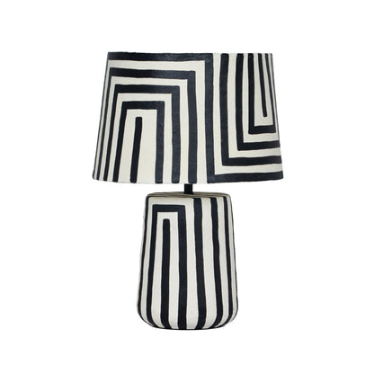 Minori Black Striped Papier Mache Table Lamp - Default Title - Image 2
