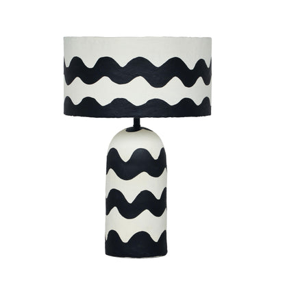 Tropea Black Waves Papier Mache Table Lamp - Default Title - Image 2