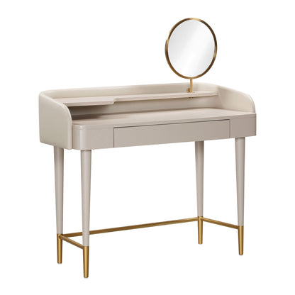 Penelope 45" Vegan Leather Wrapped Vanity Desk With Drawer - Taupe - Image 1