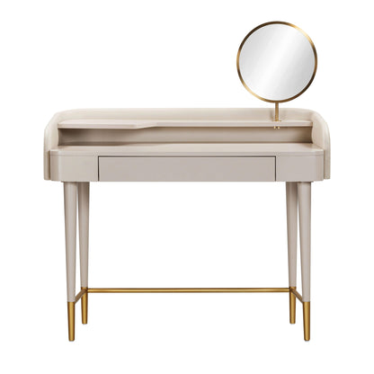 Penelope 45" Vegan Leather Wrapped Vanity Desk With Drawer - Taupe - Image 2