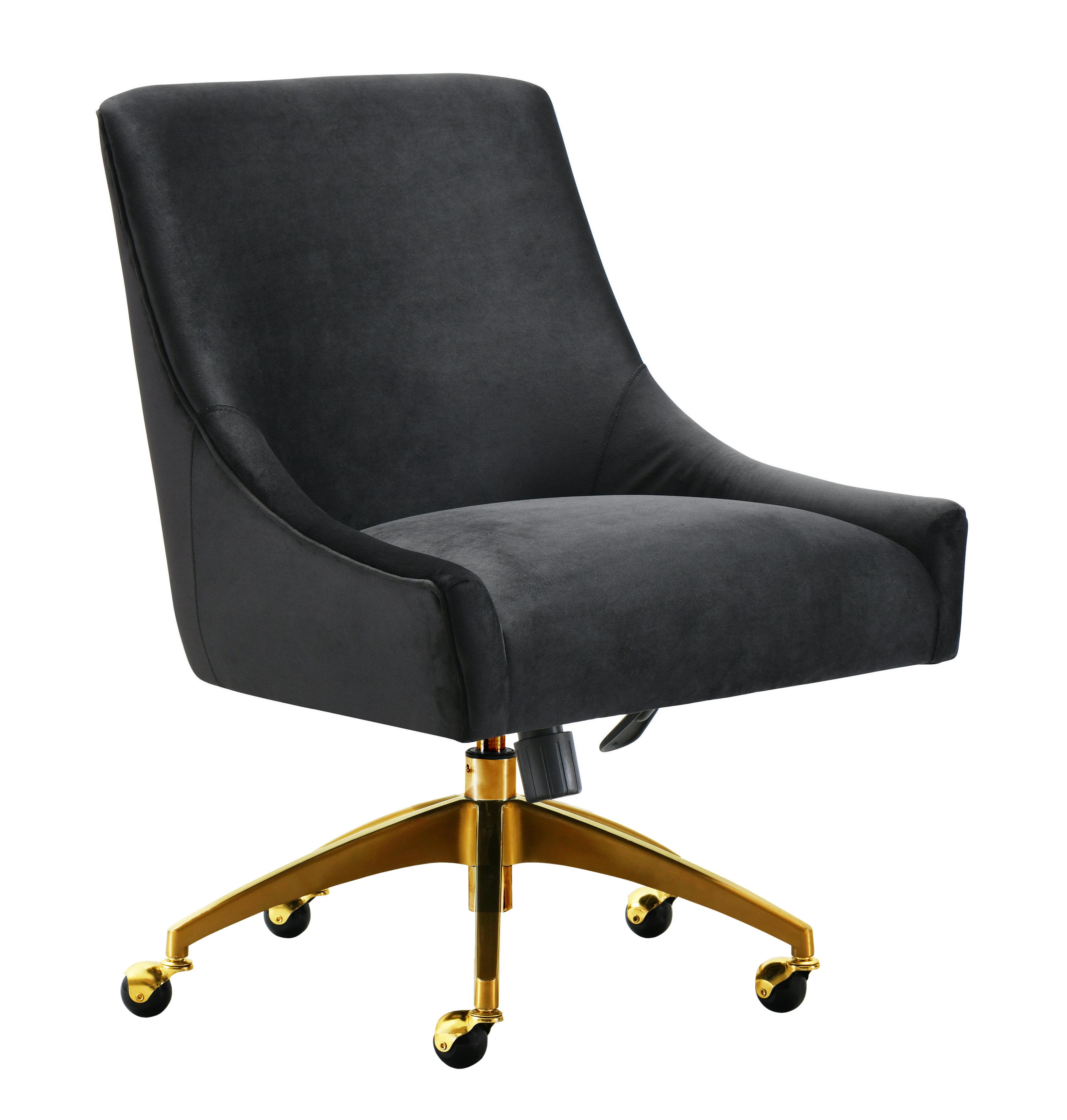 Black velvet office chair with deals arms