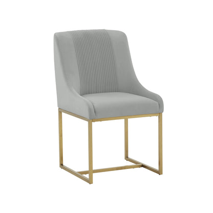 Lisa Pleated Performance Velvet Dining Chair - Grey - Image 1