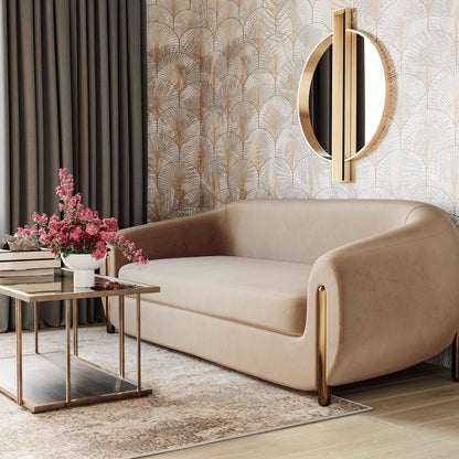 Lina 93" Performance Fabric Sofa by Inspire Me! Home Decor - Cafe Au Lait - Image 1