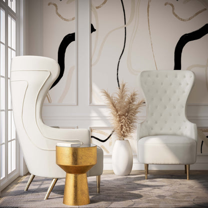 Jezebel Performance Velvet Wingback Accent Chair by Inspire Me! Home Decor - Cream - Image 1
