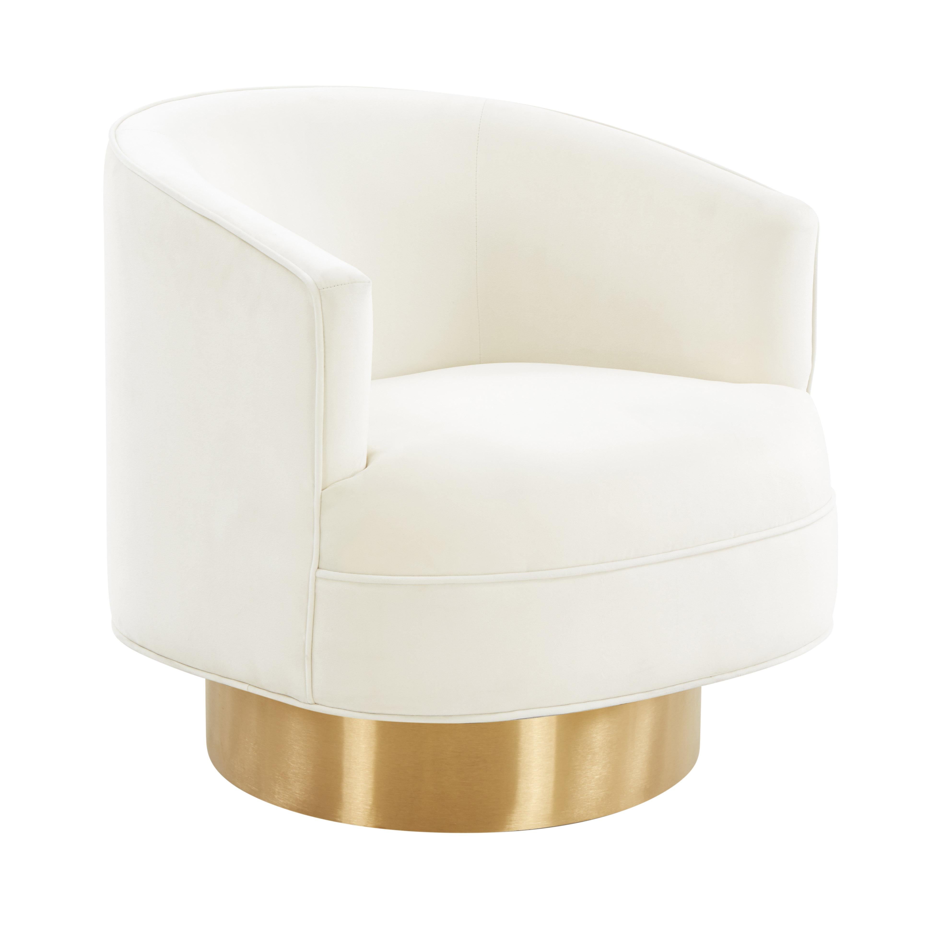 Stella Cream Velvet Swivel Chair by Inspire Me Home D cor TOV