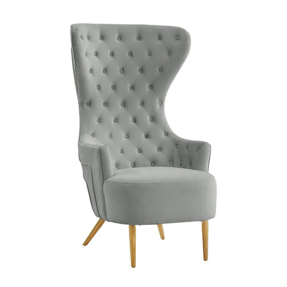 Jezebel Performance Velvet Wingback Accent Chair - Grey - Image 1