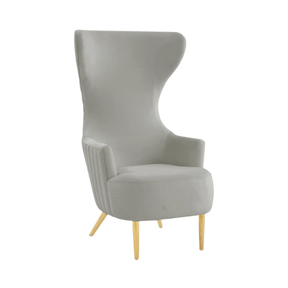 Julia Performance Velvet Channel Tufted Wingback Accent Chair - Grey - Image 1
