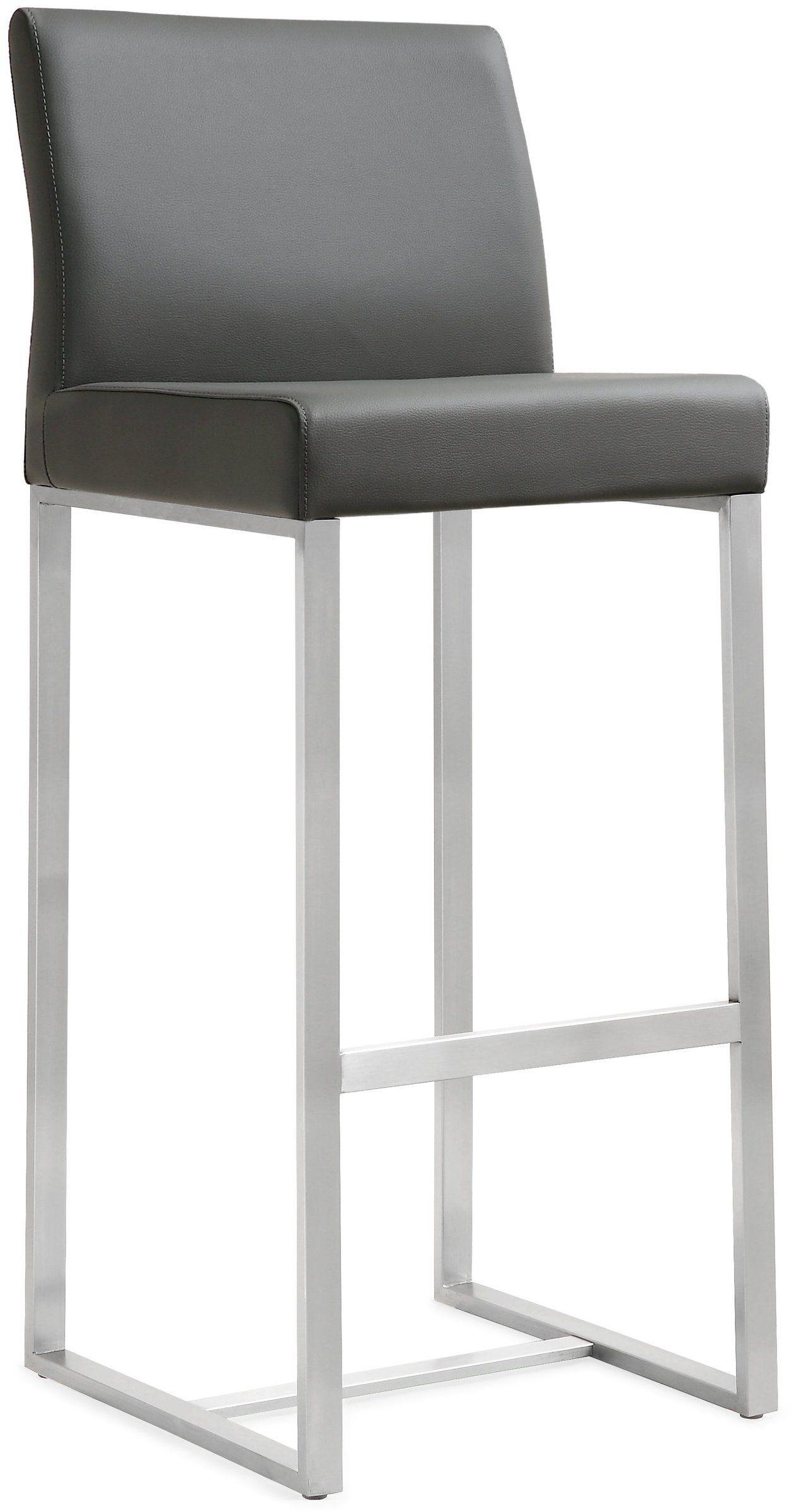 Denmark Vegan Leather Stool – - Furniture 2 Silver Base with Set TOV of