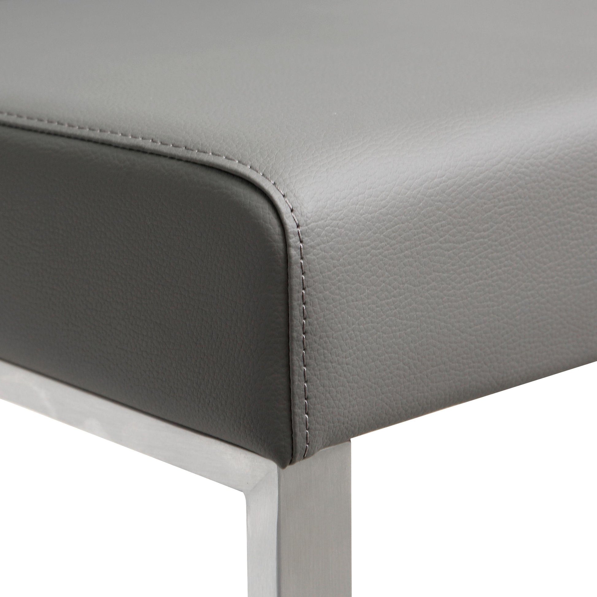 Denmark Vegan Leather Stool with TOV – Silver 2 of Base - Furniture Set