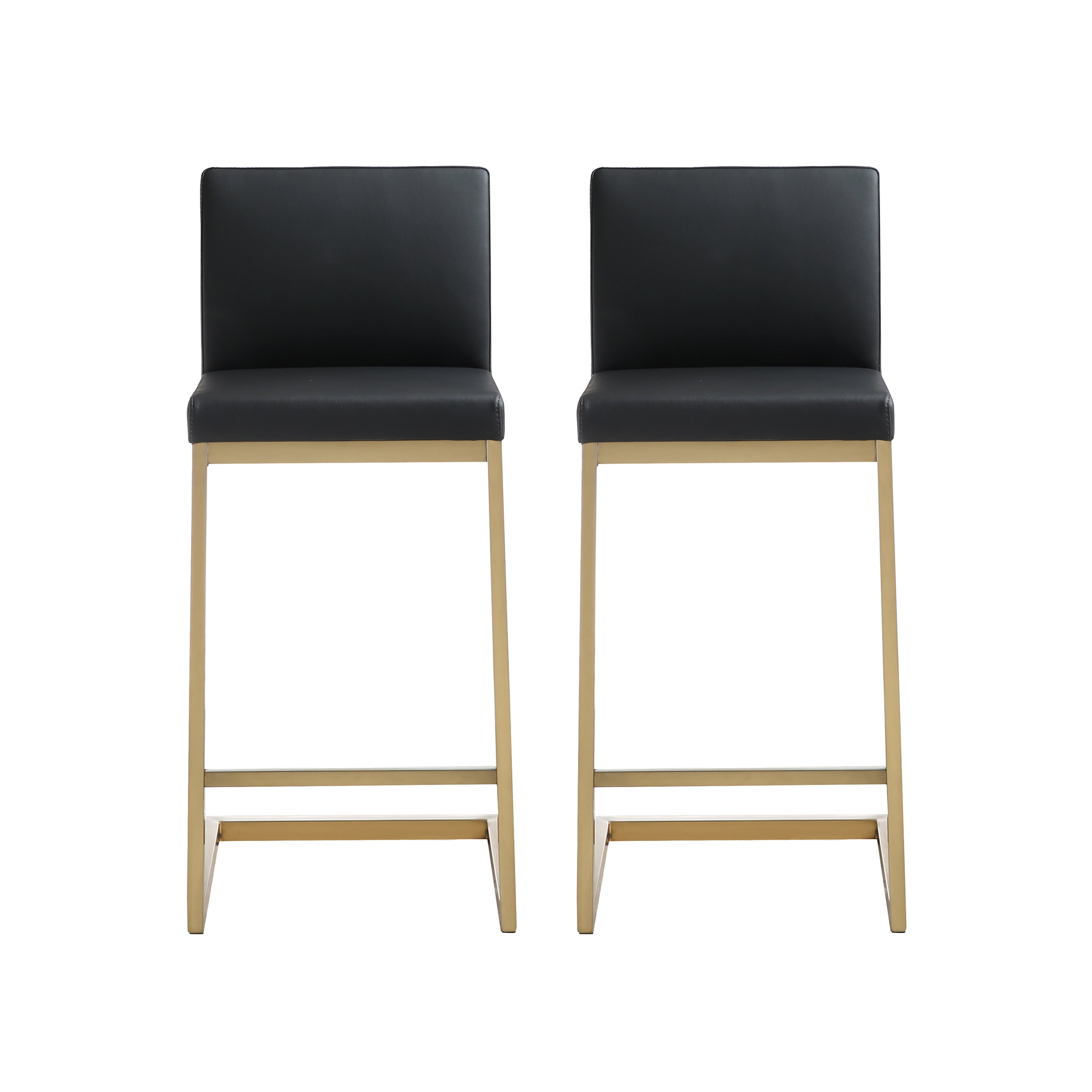 Parma Vegan Leather and Gold Stainless Steel Counter Stool Set of 2