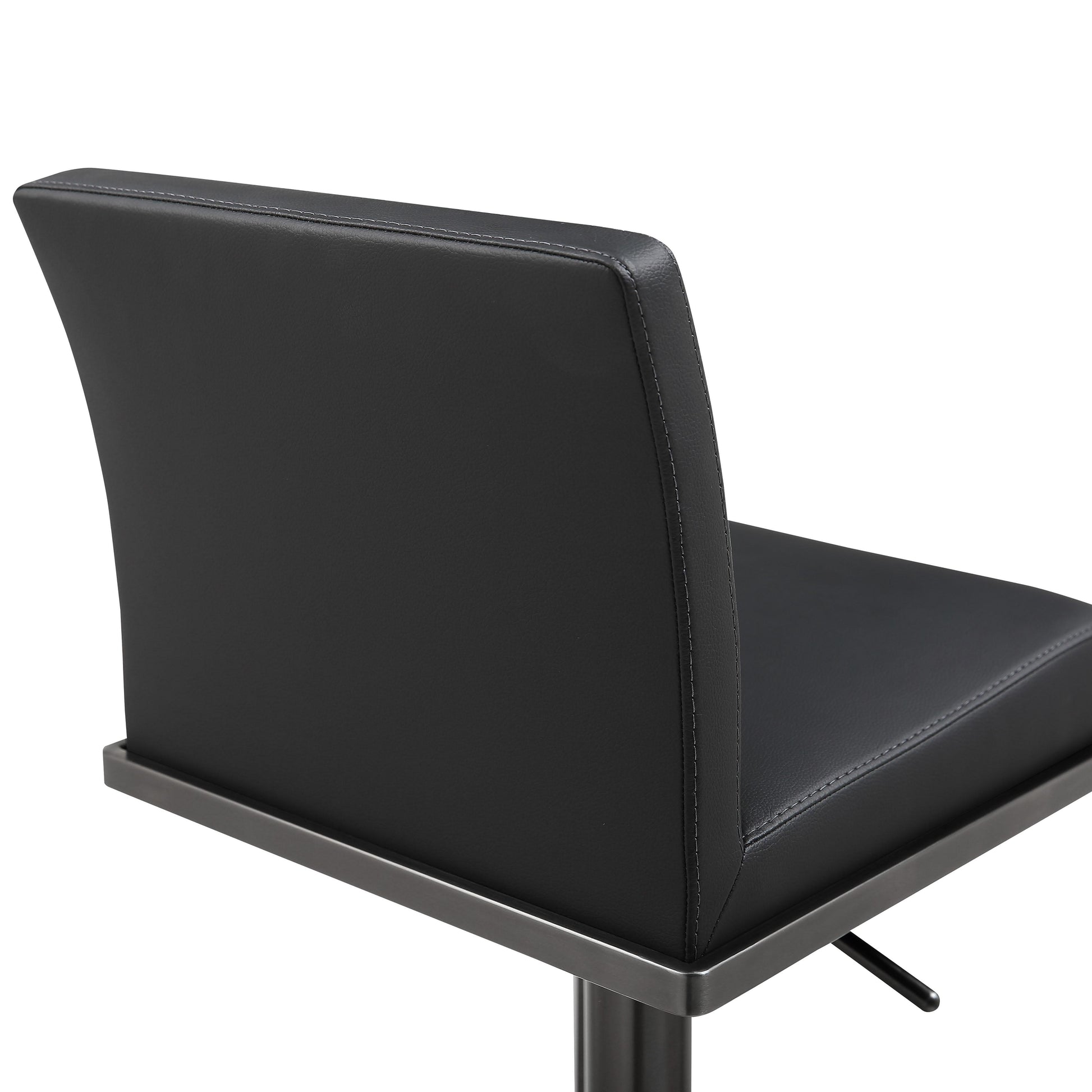 Amalfi Black Furniture Leather Stool – Adjustable Black Vegan TOV on