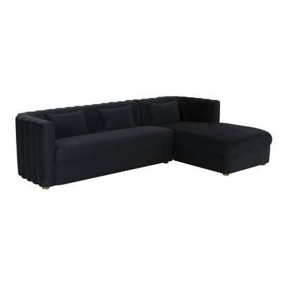 Callie 2-Piece Performance Velvet L-Shaped Sectional - Black / RAF - Image 1
