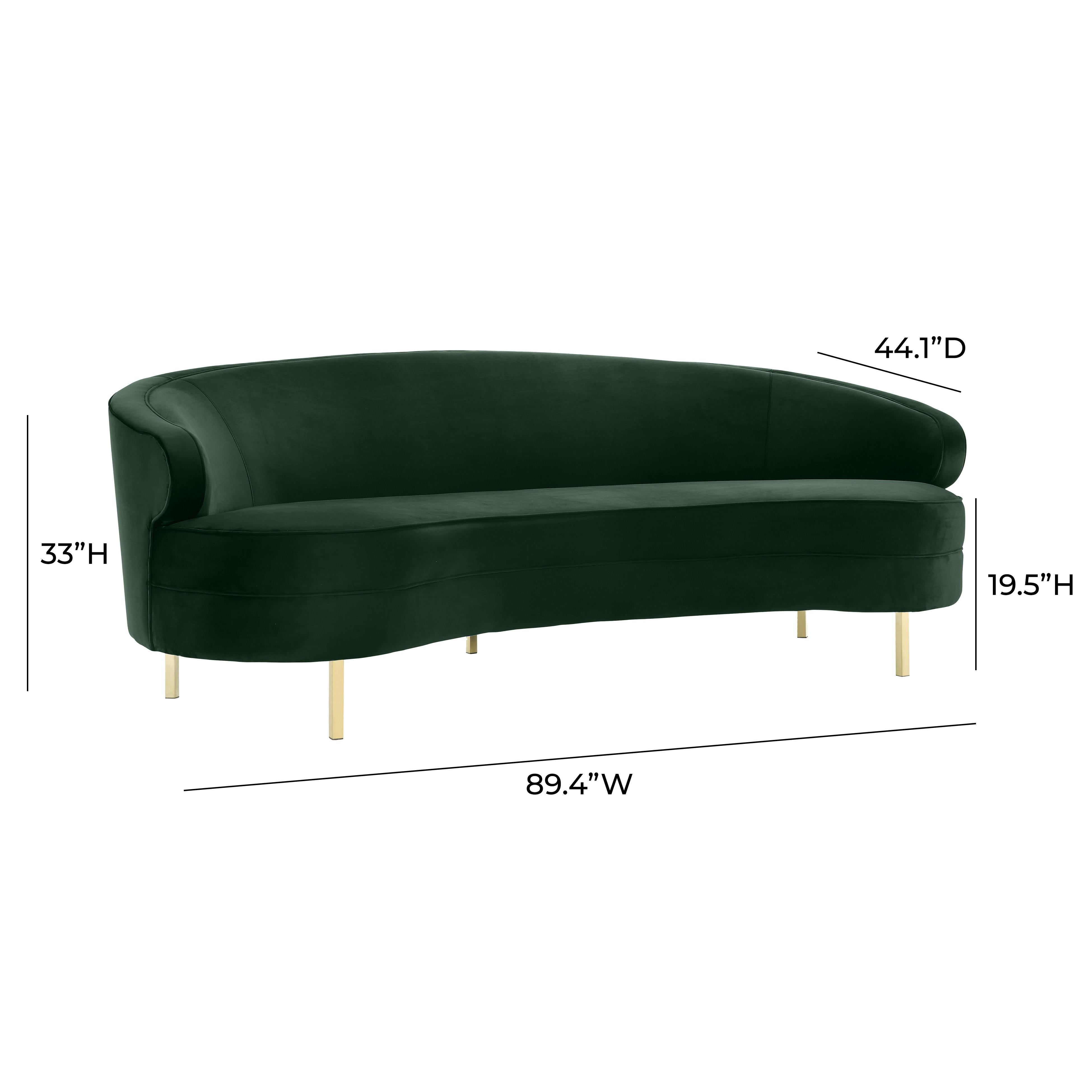 Curved green online velvet sofa