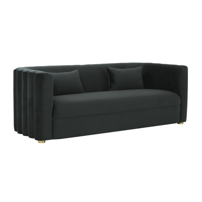 Callie 84" Performance Velvet Sofa - Black - Image 1