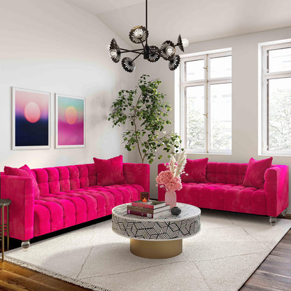 Bea 66" Hot Pink Performance Velvet Loveseat - Default Title - Image 1