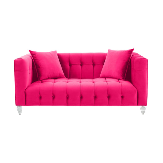 Bea 66" Hot Pink Performance Velvet Loveseat - Image 1