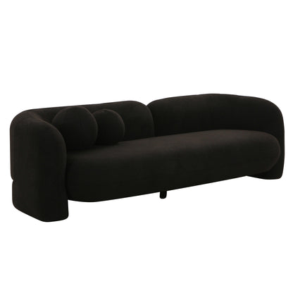 Amelie 91" Contract-Grade Faux Fur Sofa - Black - Image 1