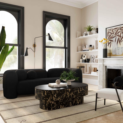 Amelie 91" Contract-Grade Faux Fur Sofa - Black - Image 1