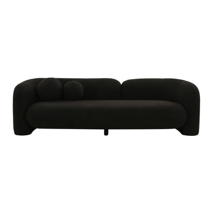 Amelie 91" Contract-Grade Faux Fur Sofa - Black - Image 1