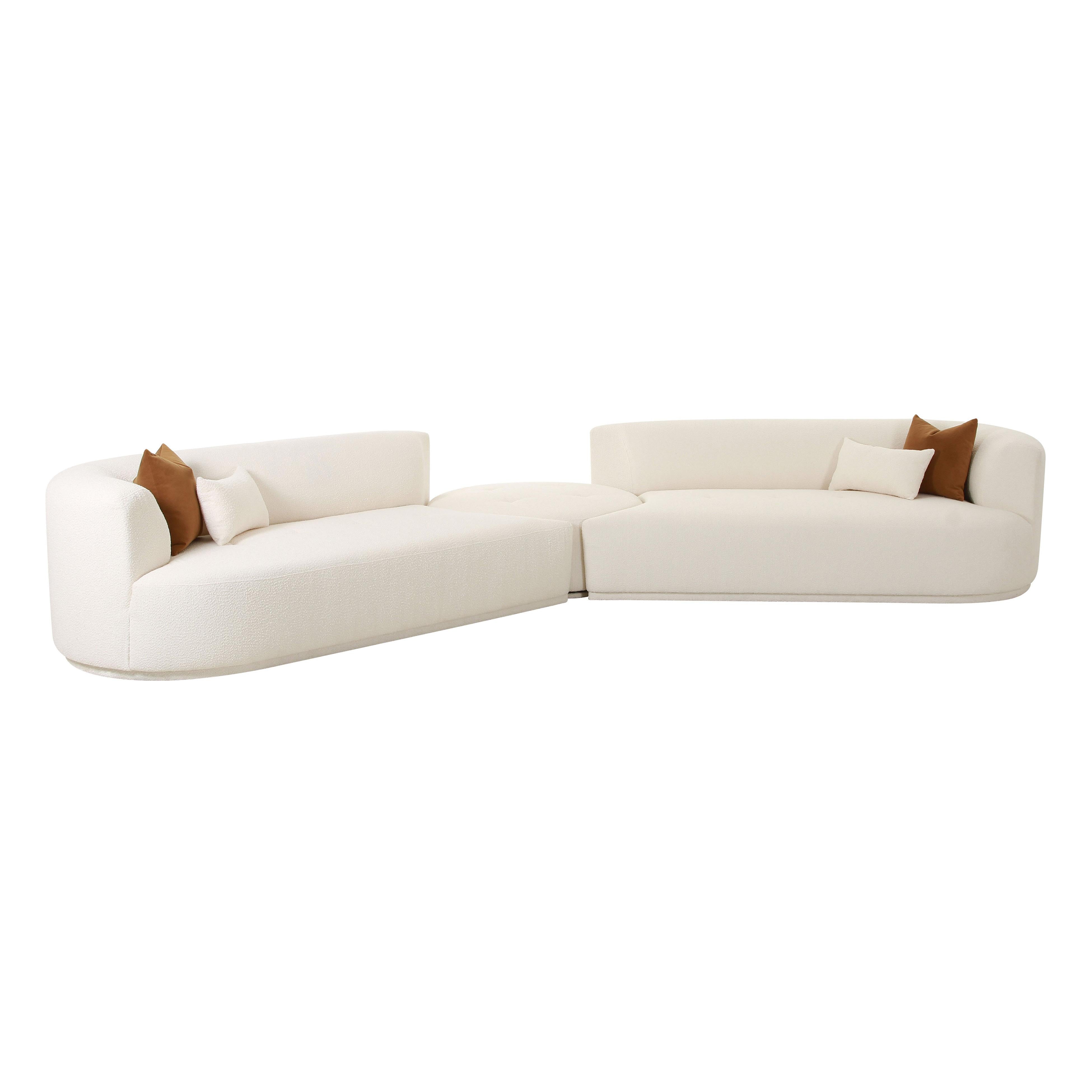 Fickle 3-Piece Cream Performance Boucle Modular Sectional | TOV