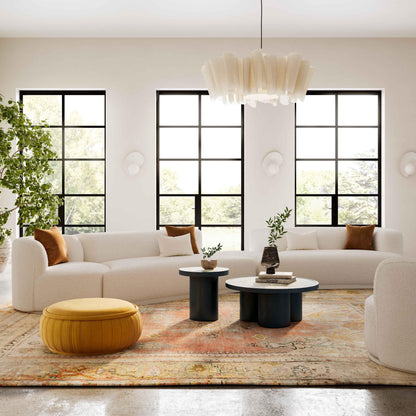 Fickle 4-Piece Cream Performance Boucle Modular Sectional - RAF - Image 1