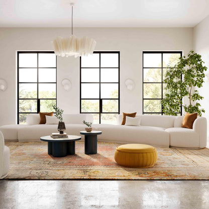 Fickle Cream Performance Boucle 5-Piece Modular Chaise Sectional - Default Title - Image 1