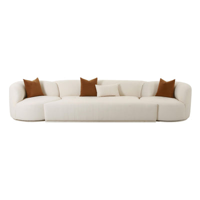 Fickle 144" 3-Piece Cream Performance Boucle Modular Sofa - Image 1