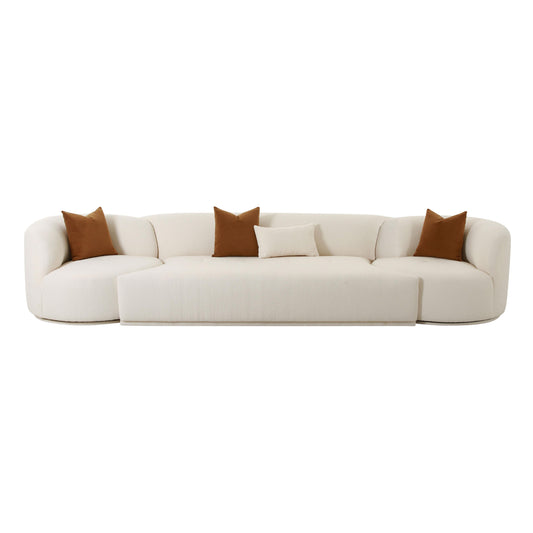 Fickle 144" 3-Piece Cream Performance Boucle Modular Sofa - Image 1