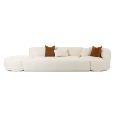 Fickle 144" 3-Piece Cream Performance Boucle Chaise Modular Sofa
