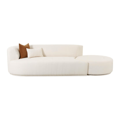Fickle 112" 2-Piece Cream Performance Boucle Chaise Modular Sofa - LAF - Image 1