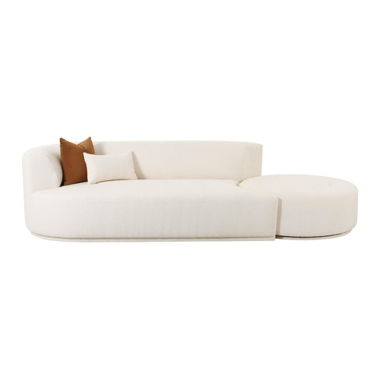 Fickle 112" 2-Piece Cream Performance Boucle Chaise Modular Sofa - Image 1