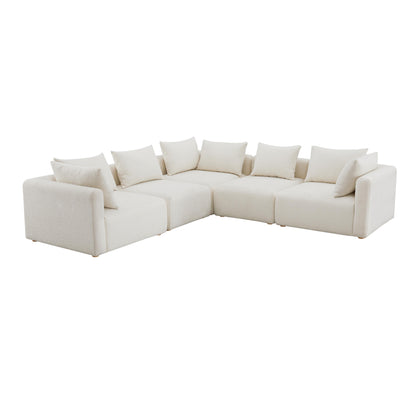 Hangover 5-Piece Cream Performance Boucle Modular L-Sectional - Default Title - Image 2