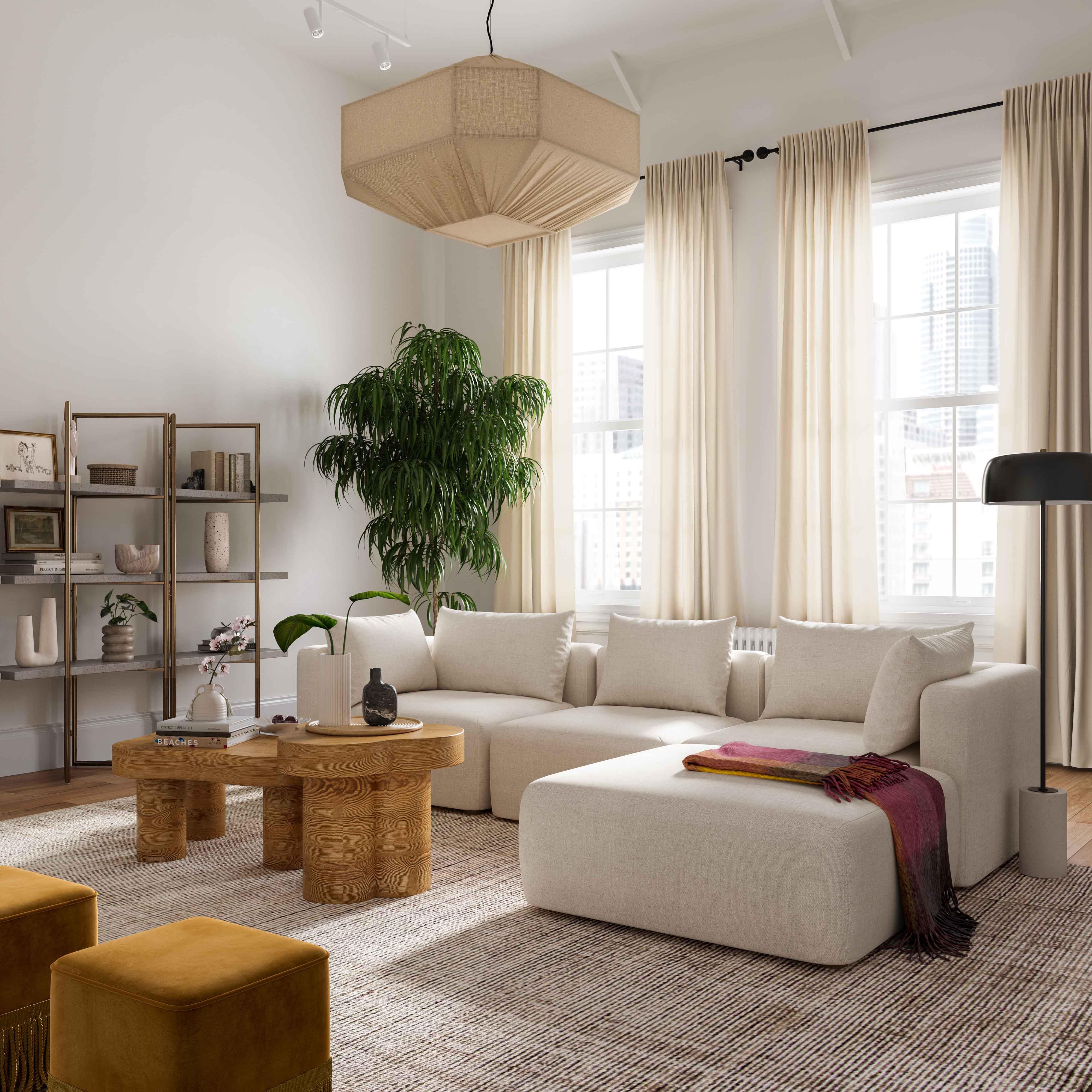 Hangover 4-Piece Cream Linen Sectional | TOV Furniture