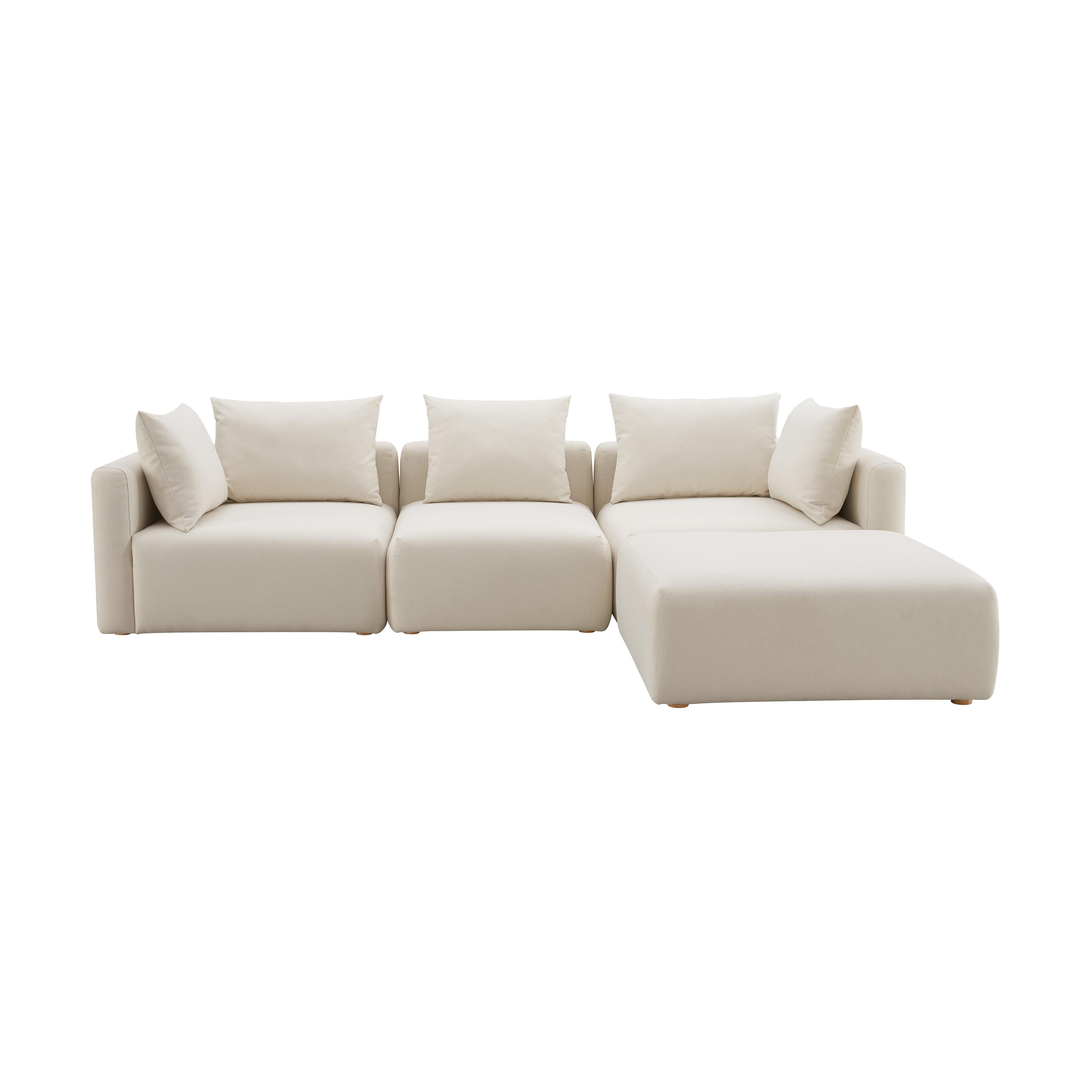 Hangover 4-Piece Cream Linen Sectional | TOV Furniture