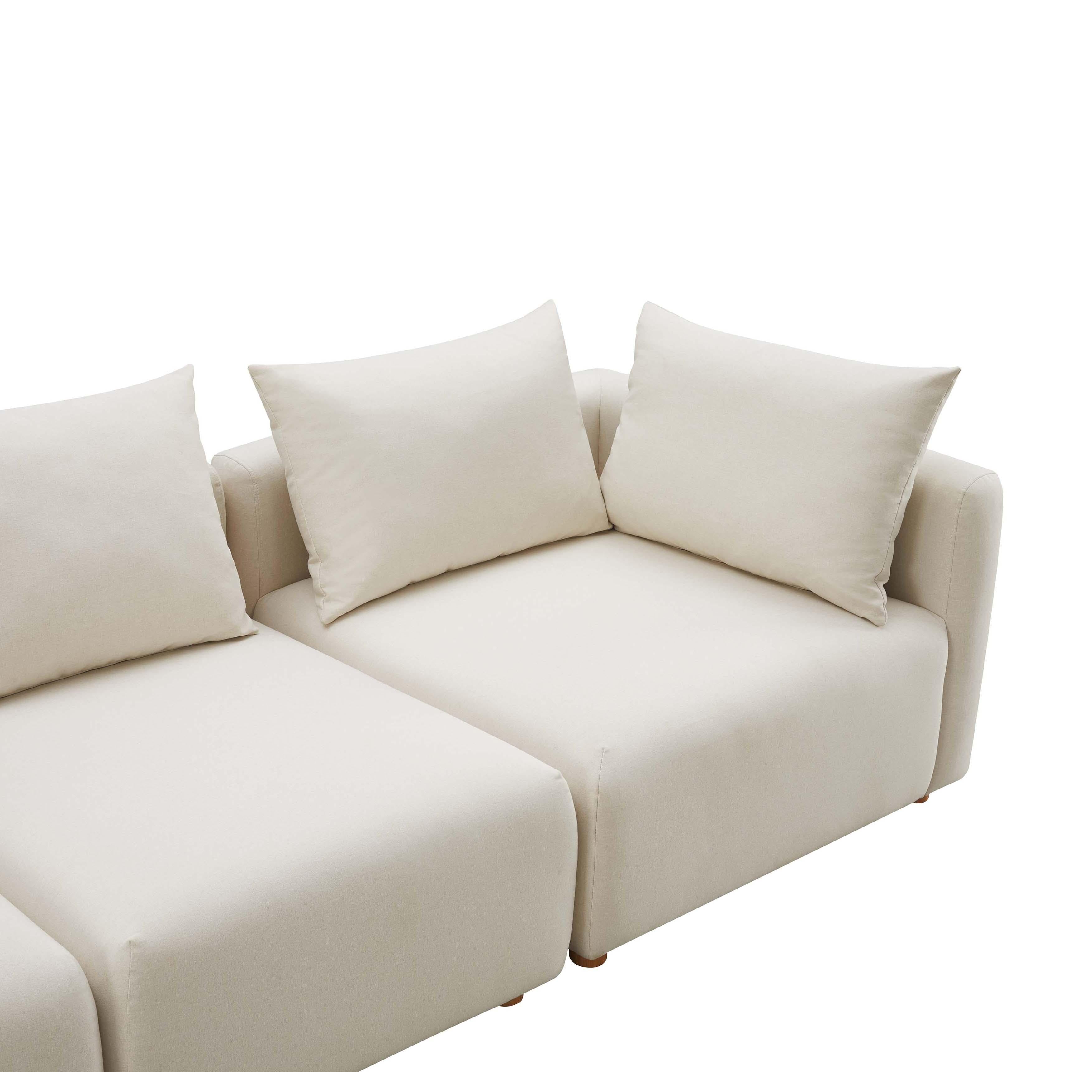 Hangover 4-Piece Cream Linen Sectional | TOV Furniture