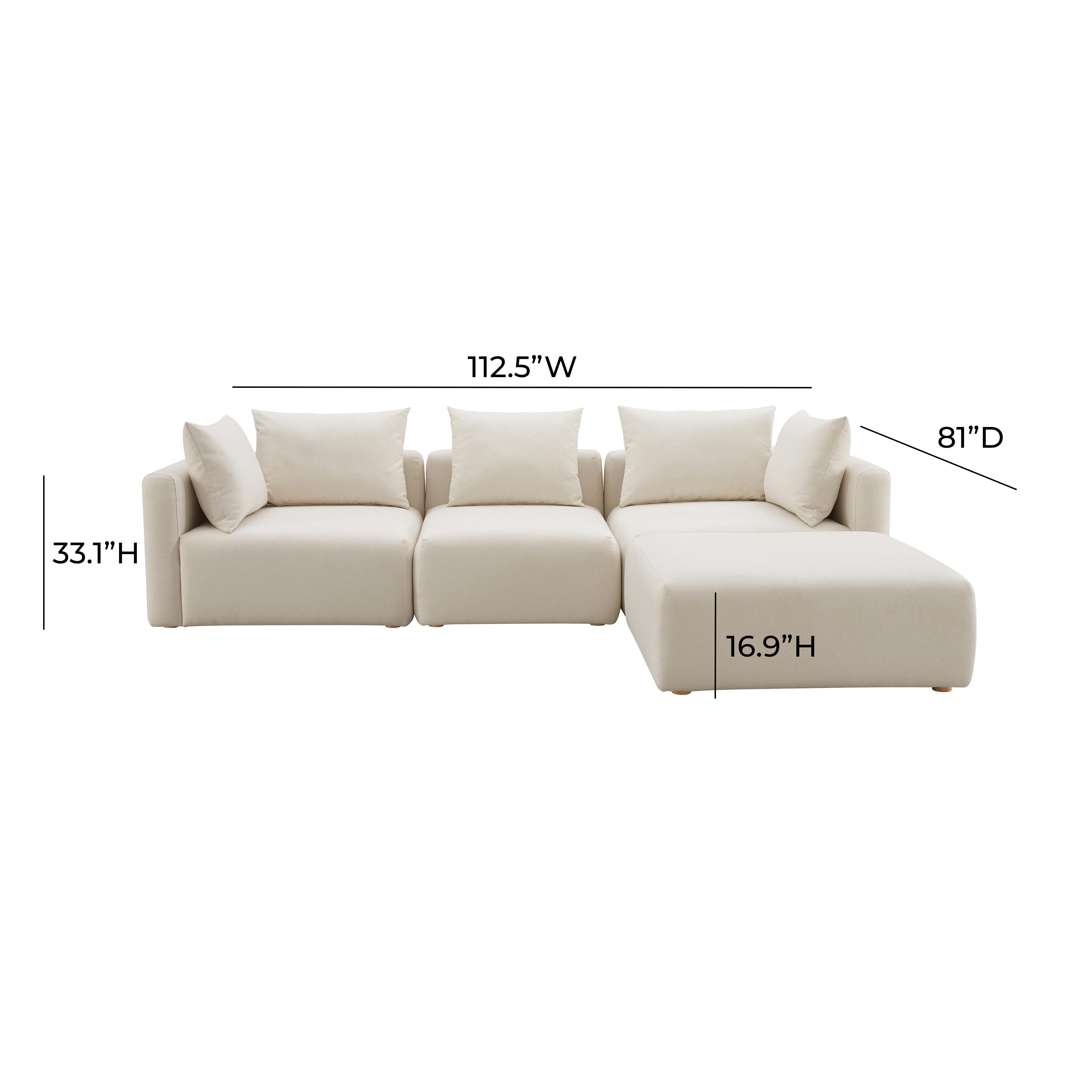 Hangover 4-Piece Cream Linen Sectional | TOV Furniture