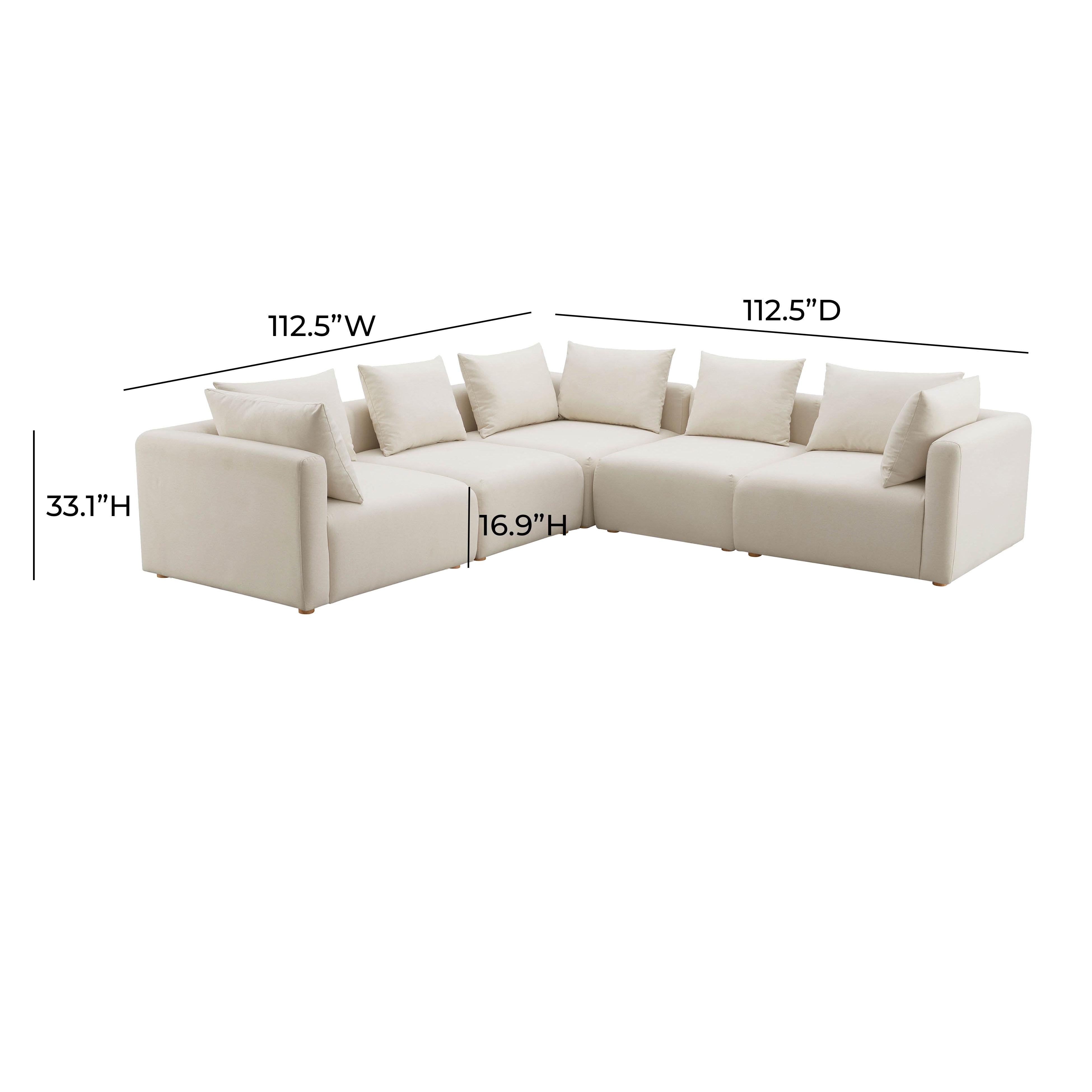 Hangover 5-Piece Cream Performance Linen Modular L-Sectional | TOV
